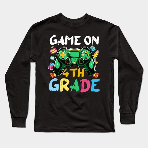 4th Grade Funny Back To School Gamer On Long Sleeve T-Shirt by peskyrubeus
